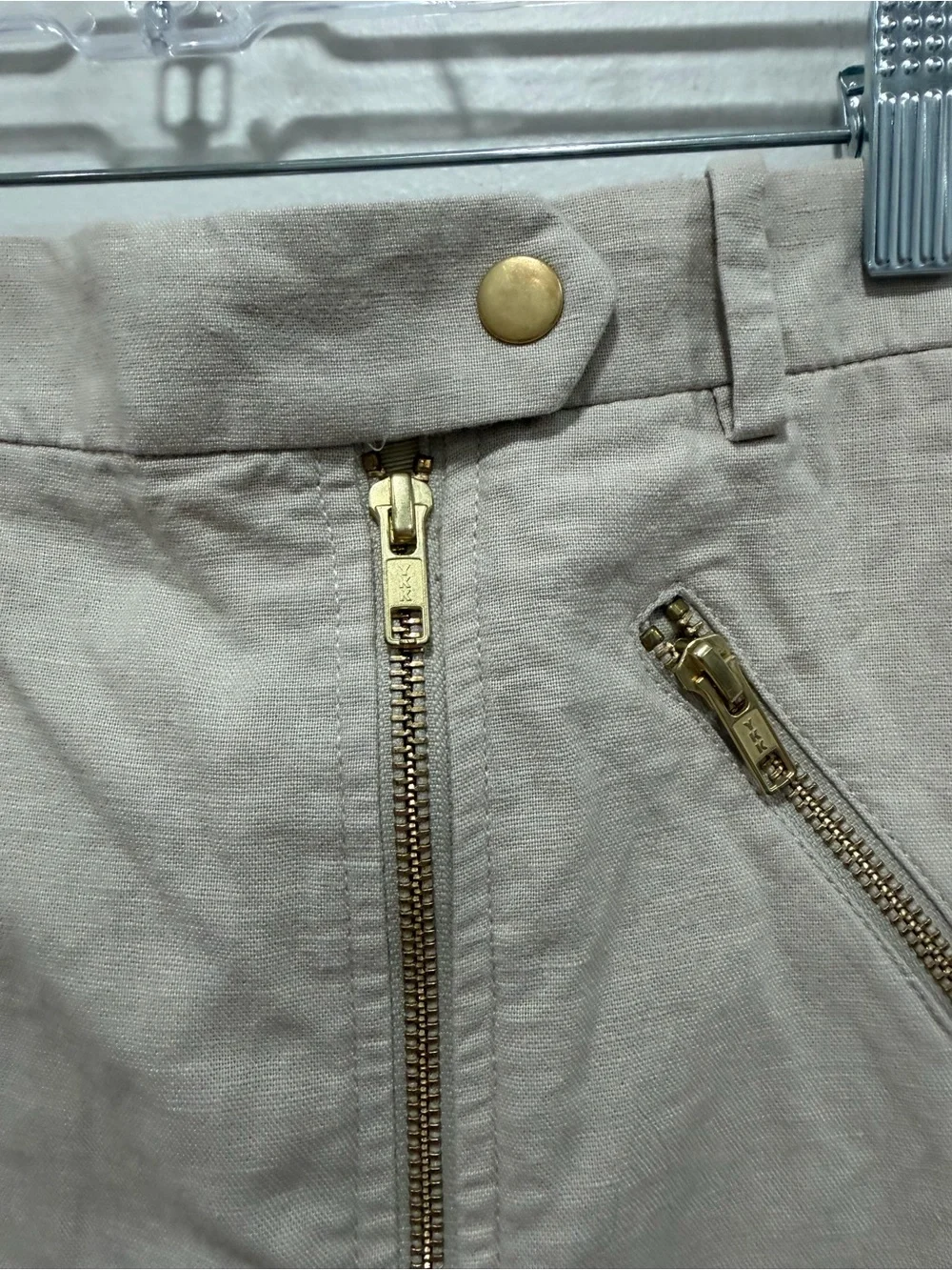 J.Crew Linen Blend Zip Front Mini Skirt Neutral Beige Utility Style 2